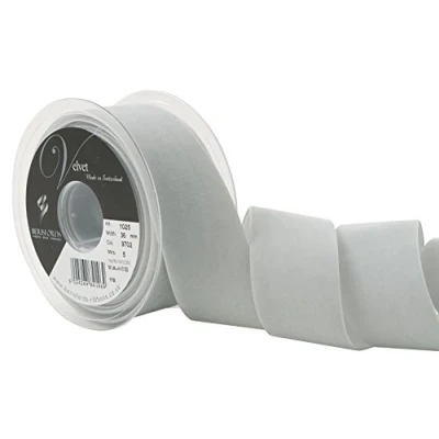 Image of Berisfords Velvet Ribbon, Silver, 10.2 x 4.5 cm
