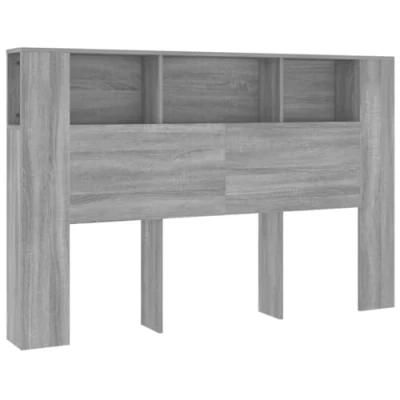 Image of vidaXL Headboard Cabinet Home Bedroom Furniture Accessory Wall Bed Bookcase Backboard Grey Sonoma 160x18.5x104.5 cm