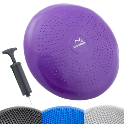 Image of CampTeck U7294 Inflatable Air Stability Balance Wobble Cushion (32cm) with Hand Pump for Core Training, Agility, Gym Workouts, Yoga, Comfortable Sitting Purple