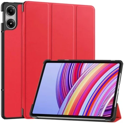 Image of Case for Xiaomi Redmi Pad Pro 12.1 Inch 2024 Tablet Slim Tri fold Stand Soft Back Shell Cover With Auto Wake/Sleep (Red)