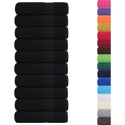 Image of vidaXL Bath Towels 10 pcs Black 100x150 cm 360 gsm 100% Cotton