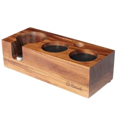 Image of NOTSEK Tamper Station, Coffee Station Made of Walnut Wood for 51mm and 54mm Portafilters, Espresso Tamping Machine Barista Accessories