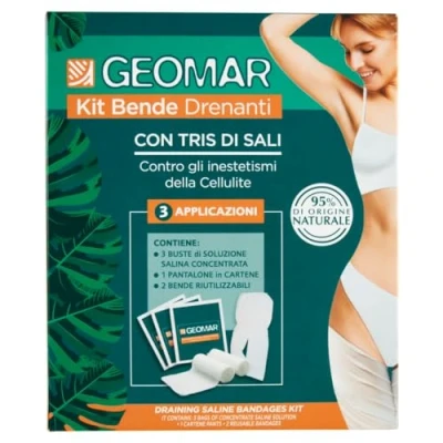 Image of GEOMAR Draining Bandages Kit, Against Cellulite Blemishes, 95% Natural Origin with Trio of Salts (Marine, Epsom, Dead Sea), Made in Italy, 140 ml x 3 Applications