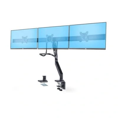 Image of StarTech.com Crossbar Triple Monitor Desk Mount For Up To Three 27in Screens, VESA 75x75/100x100, Tool Less Arm Adjustments