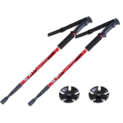 Image of 2 X Hikehobby® Antishock With Handle Trekking Walking Hiking Stick Pole (red)