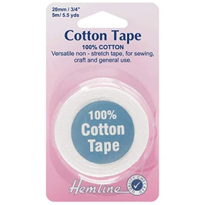 Image of Cotton Tape 5mx20mm: White