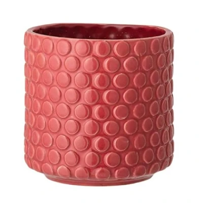Image of Nordring Ceramic Flower Pot Dotty colorful Planter, for plants, sukkulents Size M (12,5 cm ø) Dia 5&#039;&#039; H 5&#039;&#039;, Stoneware, red