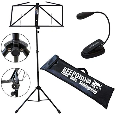 Image of keepdrum MUS3 BK Music Stand with Bag and Light Black
