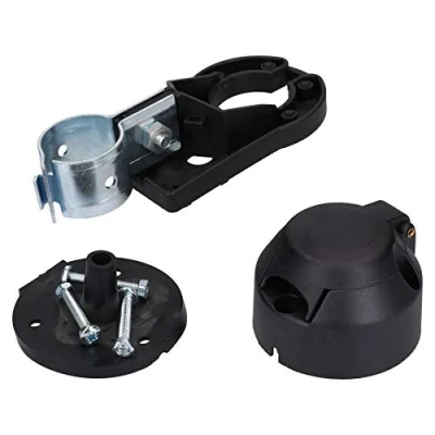Image of AB Tools Swan Neck Mounting Plate &amp; 7PIN Socket Towing Electrics Trailer Light Caravan