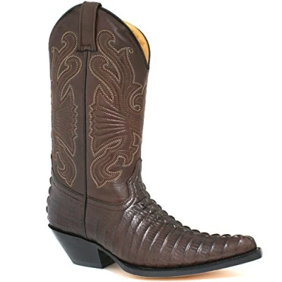 Image of MENS GRINDERS CAROLINA BROWN LEATHER WESTERN TALL COWBOY BOOTS UK 7 (EU 41)