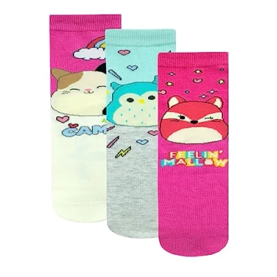 Image of Squishmallows Socks 3 Pack of Kids Cotton Squish Squad Girls 3pk Multicolour 4 6