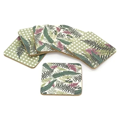 Image of Set of 6 Fernology Coasters Fern Design Drinks Coaster Cup Mug Mats 10cm