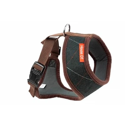 Image of House Of Paws Tweed Memory Foam Harness Green Medium
