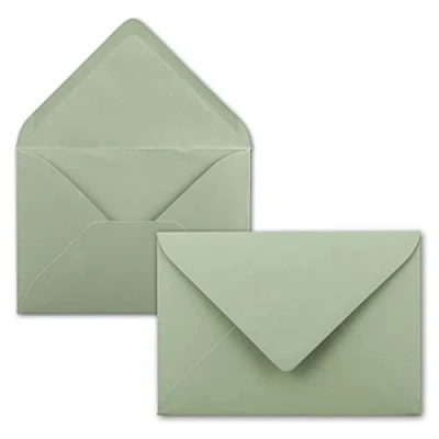 Image of FarbenFroh Envelope, 150 Pcs, Eucalyptus Green, DIN C6 114 x 162 mm, Gummed, for Greeting Cards and Invitations