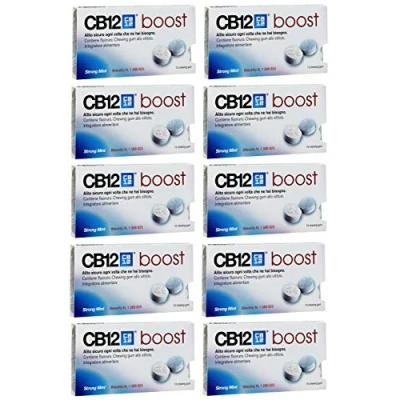 Image of CB12 Boost Chewing Gum Strong Mint, 10&#039;s (Pack Of 10)
