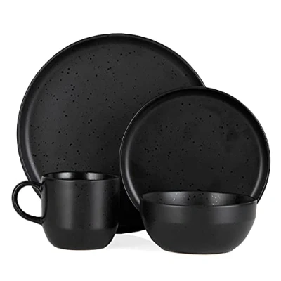 Image of Barbary &amp; Oak Luna 16 Piece Dinnerware Set Black
