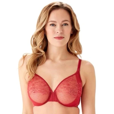 Image of Gossard Women&#039;s Glossies Lace Sheer Bra, Raspbery Blush, 30DD