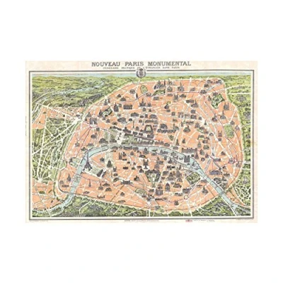Image of Wee Blue Coo Map Antique Garnier Paris Tourist City Plan Wall Art Print