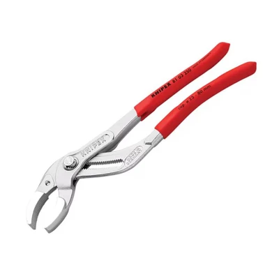 Image of Knipex Siphon and Connector Pliers chrome plated, with non slip plastic coating 250 mm (self service card/blister) 81 03 SB