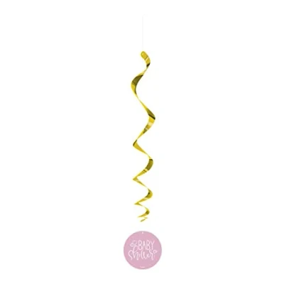 Image of Adorable Pink Hearts Baby Shower Hanging Swirl Decorations (66cm) Perfectly Charming &amp; Unique Design to Celebrate Your Little One&#039;s Arrival 3ct