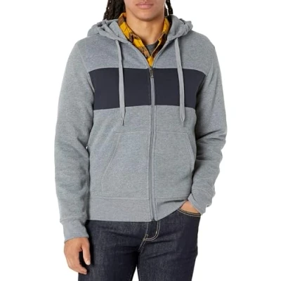 Image of Amazon Essentials Men&#039;s Full Zip Fleece Hoodie (Available in Big &amp; Tall), Black Grey Heather, S