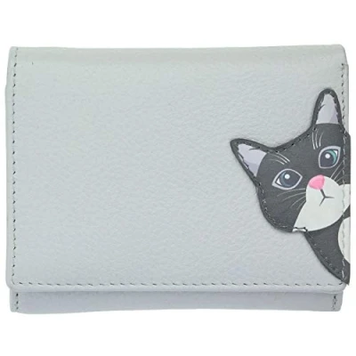 Image of Mala Leather Cleo The Cat Collection Small Purse RFID Blocking 3533_50 Grey