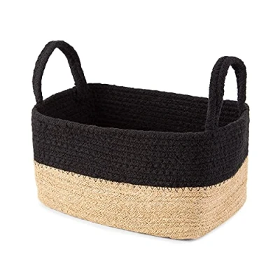 Image of Compactor Magura Jute Storage Basket, Size Small, 24 x 15 12cm, Brown/Black, RAN10551
