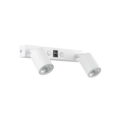 Image of Top Switched USB Twin Reading Wall Light White 2xGU10