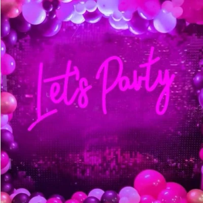 Image of DAKABUKA Lets Party Neon Sign Pink LED Let&#039;s Light Signs for Wall Decor Bachelorette Wedding Engagement Birthday With Dimmabel Switch (16 * 7.6inches) 5V USB