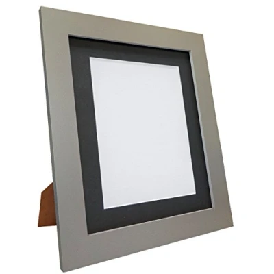 Image of Metro Light Grey Photo Picture Poster Frame with Black Mount 14 x 11 Image Size 10 8 inch