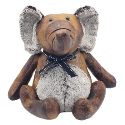 Image of lesser and pavey LP48880 Faux Leather Elephant Design Doorstop Brown Accessory, Multicolour