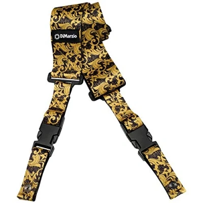 Image of DiMarzio® ClipLock® Steve Vai UtoPIA, Quick Release Guitar Strap, 2&quot;, Black/Gold