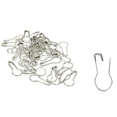 Image of First Steps 50 x Calabash Small Pear Shape Safety Pins Tiny 21mm 2cm Stitch Marker (Silver)
