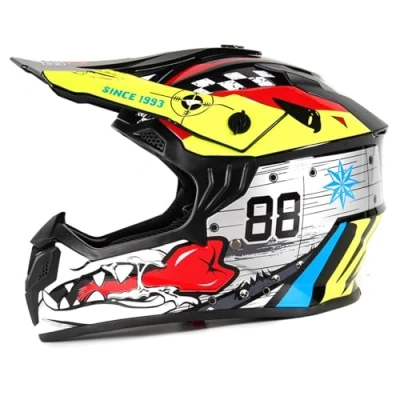 Image of Youth Kids Motorcycle ATV Helmet, ECE 22.06 Approved, Full Face MTB Motorbike Off Road Crash Motocross Offroad Street Dirt Bike BMX MX Protective Helmet(M)