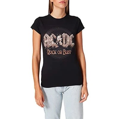 Image of Ac/Dc Women&#039;s Rock Or Bust Vest Top, Black, XL UK