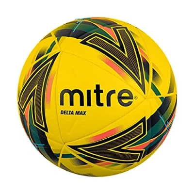 Image of Mitre Delta Football Highly Durable Enhanced Accuracy and Consistency, Yellow/Orange/Green/Silver, 5