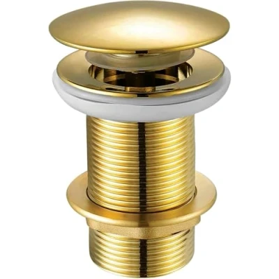 Image of Xcel Home Gold Unslotted Basin Waste, Mushroom Dome, Pop Up, Brass, Polished, Replacement Bathroom Sink Plug