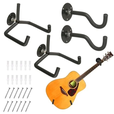 Image of TTCR II 2PCS Guitar Wall Mount Horizontal Hanger,Acoustic Electric Classical Hooks Hangers Rack Stand,Metal Guitars Holder Bracket Display for Ukulele Banjo Mandolin