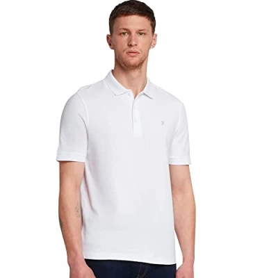 Image of Farah Mens Cove Organic Modern Fit Polo Shirt in White Cotton Size 2XL