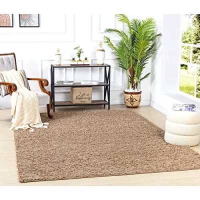 Image of Livabliss Home Shaggy Rug Modern Berber Living Room 120x170 cm, Soft Rugs for Bedroom Neutral Boho Fluffy Rug, Easy Care Plush Thick Pile Large Light Beige