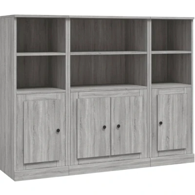 Image of vidaXL Highboards 3 pcs Grey Sonoma Engineered Wood