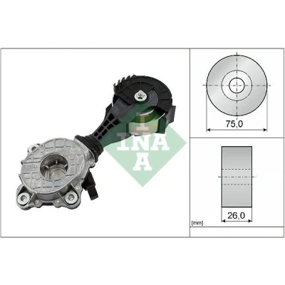 Image of 120453, 120456, V759883380 Tensioner Lever, v ribbed belt INA 534 0426 10 75mm 26mm MINI: Clubman, Hatchback, Countryman, PEUGEOT: 308 I Hatchback