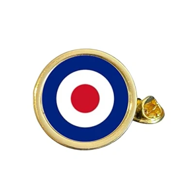Image of RAF Roundel Target Gold Plated Domed Lapel Pin Badge in Bag
