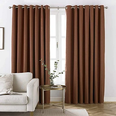Image of furn. Moon Eyelet Blackout Curtains, Polyester, Burnt Orange, 168 x 137cm