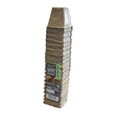 Image of Grow It 70203020 6cm Square Fibre Pots Biodegradable Wood Pulp, Brown, Pack of 20