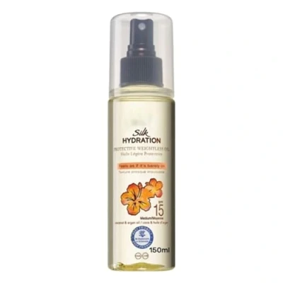 Image of PNJB Hawa Iian Tropic Silk Hydration Dry Oil Mist Spray, Weightless, Sunscreen, Protective, Lightweight, Effortless, Non Greasy, Retain Moisture,SPF15, 150ml, (1PCS)