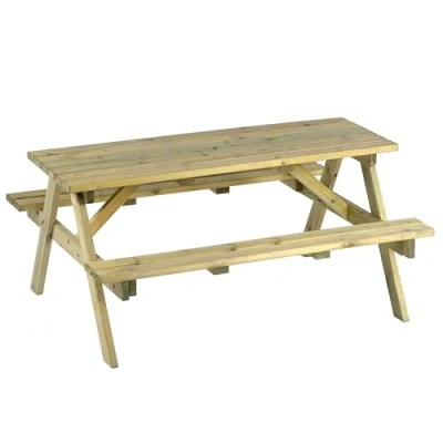 Image of BrackenStyle Chester 6 Seat Picnic Table A Frame Pub Bench Outdoor Garden Seating 150cm Length (Green Pine)