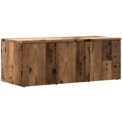 Image of vidaXL TV Cabinet/Media Stand Old Wood Finish Modern Engineered Wood, 80x34x30 cm, 3 Drawers, Bedroom/Living Room