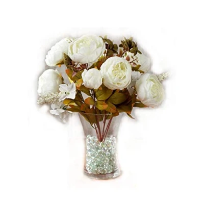 Image of Best Artificial 50cm Vintage Silk Flower Peony Spray Bouquet Wedding Home Decoration Arrangement (White)