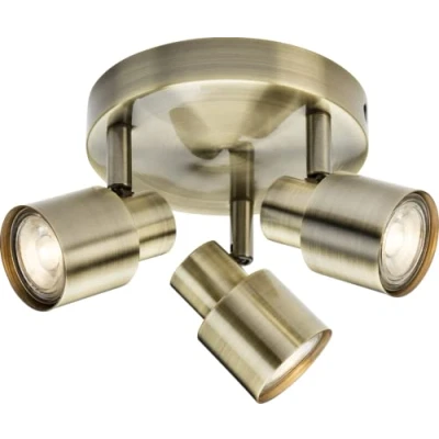 Image of KnightsBridge 230V GU10 Triple Spotlight Antique Brass